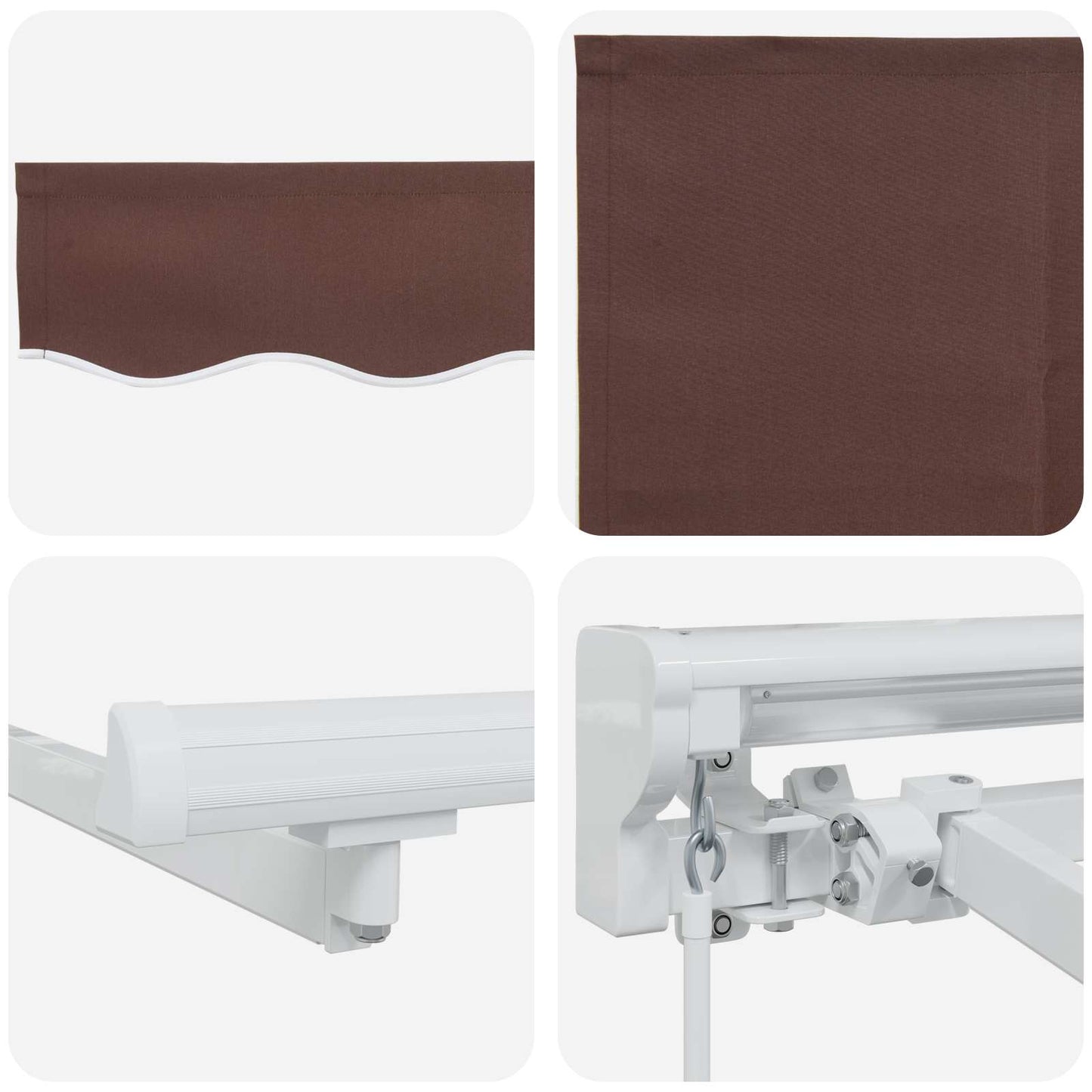 Manual Awning Frame with LEDs Brown and White 3 x 2.5 m