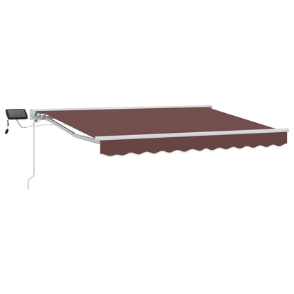 Manual Awning Frame with LEDs Brown and White 3 x 2.5 m