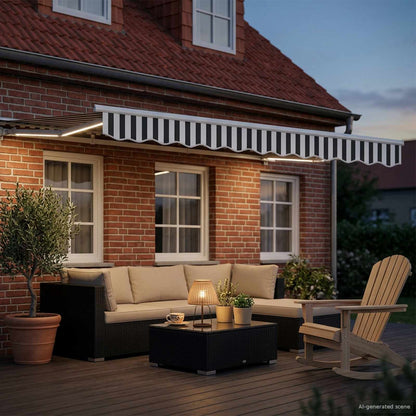 Manual Awning Frame with LEDs Anthracite and White 3 x 2.5 m