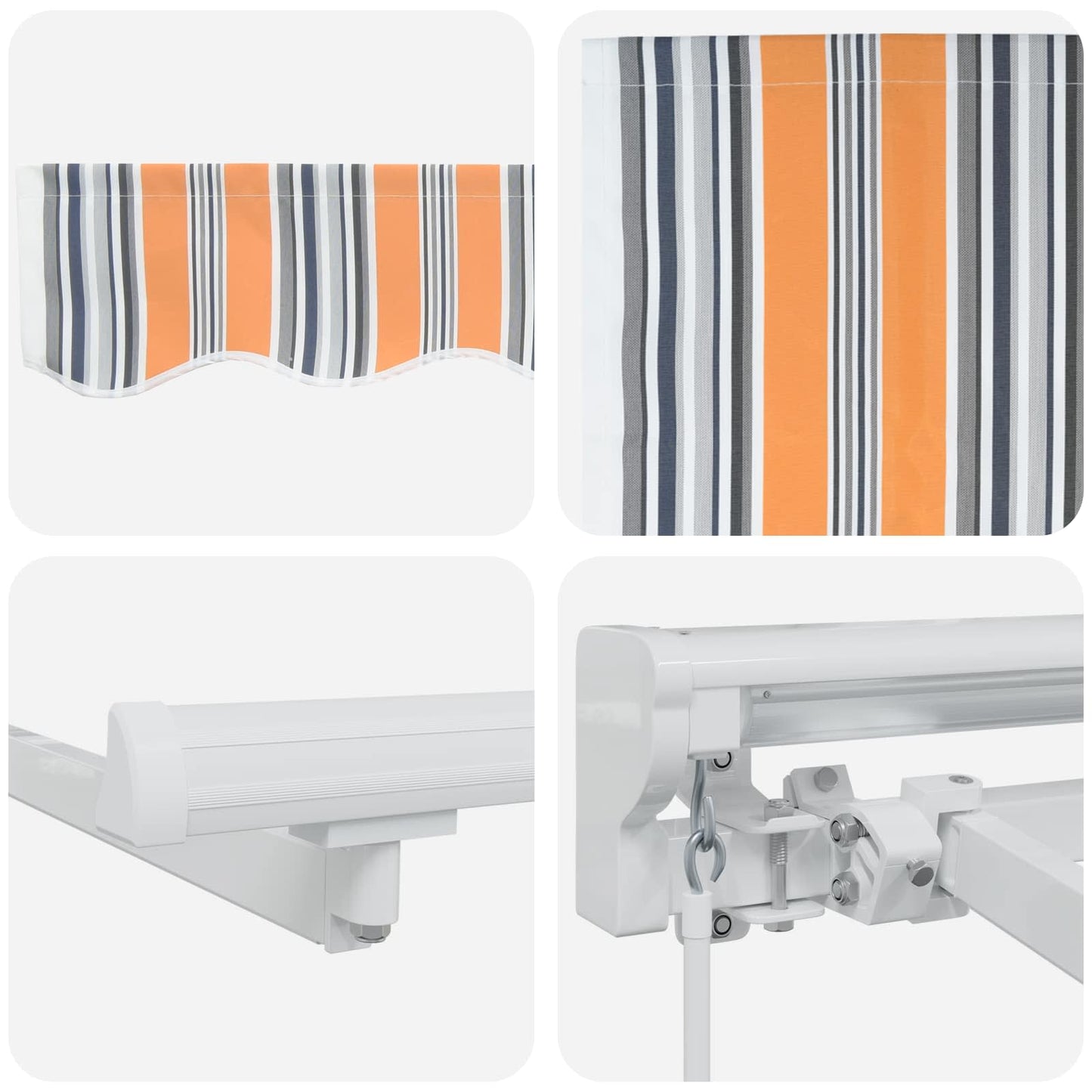 Manual Awning Frame with LEDs Blue, Orange and White 3 x 2.5 m