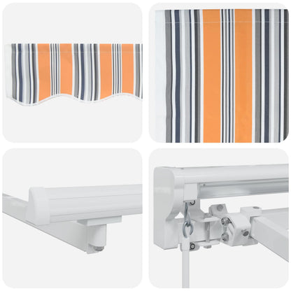 Manual Awning Frame with LEDs Blue, Orange and White 3 x 2.5 m