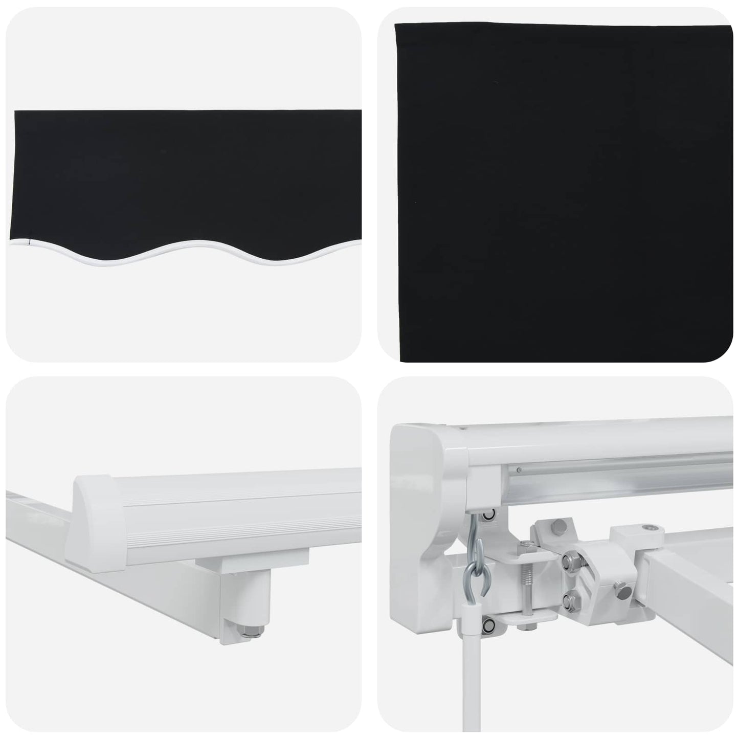 Manual Awning Frame with LEDs Black and White 3 x 2.5 m