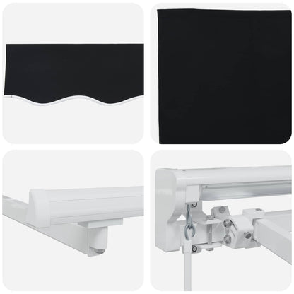 Manual Awning Frame with LEDs Black and White 3 x 2.5 m