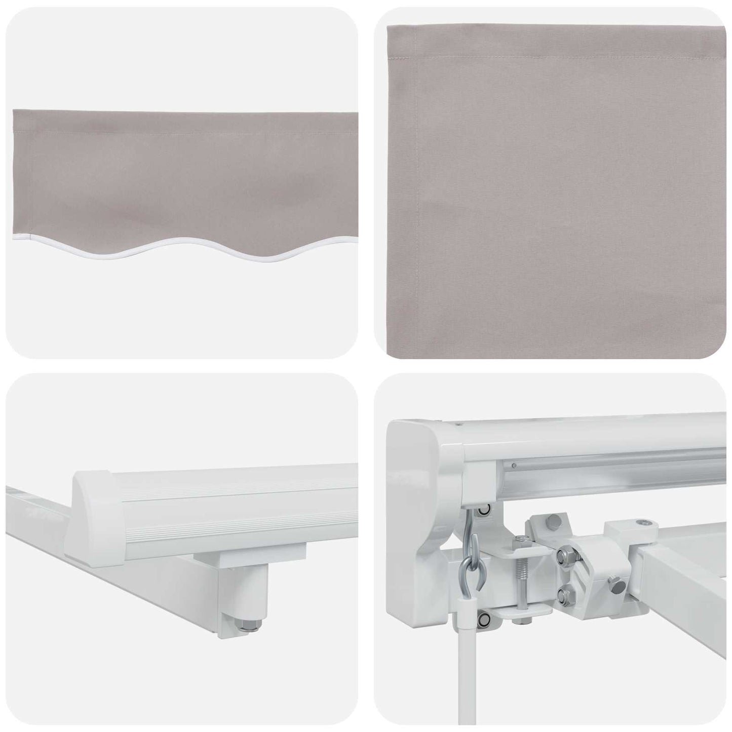 Manual Awning Frame with LEDs Light Grey and White 3 x 2.5 m