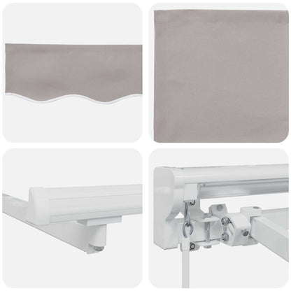 Manual Awning Frame with LEDs Light Grey and White 3 x 2.5 m