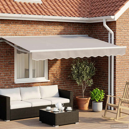 Manual Awning Frame with LEDs Light Grey and White 3 x 2.5 m