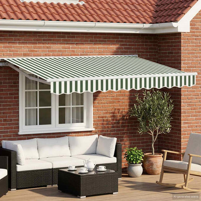 Manual Awning Frame with LEDs Green and White 3 x 2.5 m