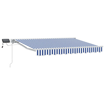 Manual Awning Frame with LEDs Blue and White 3.5 x 2.5 m