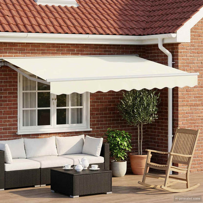 Manual Awning Frame with LEDs Cream and White 3.5 x 2.5 m