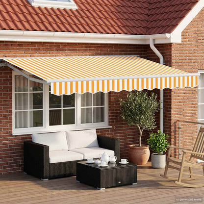 Manual Awning Frame with LEDs Yellow and White 3.5 x 2.5 m