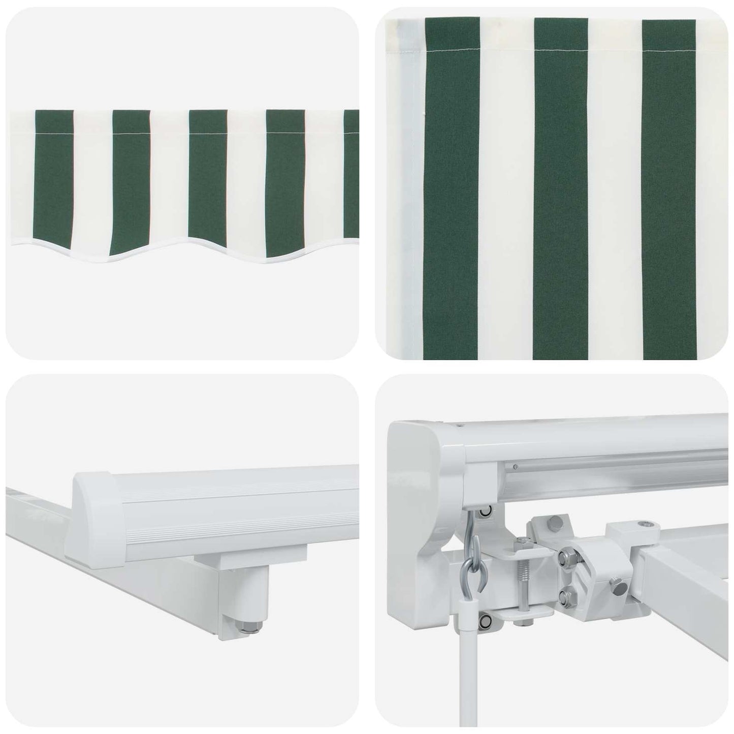 Manual Awning Frame with LEDs Green and White 3.5 x 2.5 m