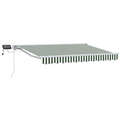 Manual Awning Frame with LEDs Green and White 3.5 x 2.5 m