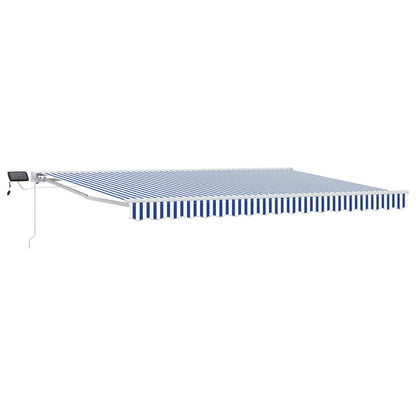 Manual Awning Frame with LEDs Blue and White 4 x 3.5 m