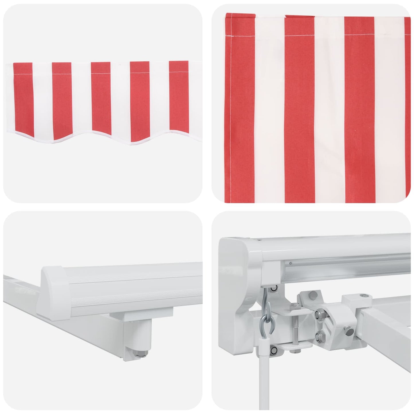 Manual Awning Frame with LEDs Red and White 4 x 3.5 m