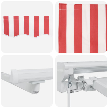 Manual Awning Frame with LEDs Red and White 4 x 3.5 m