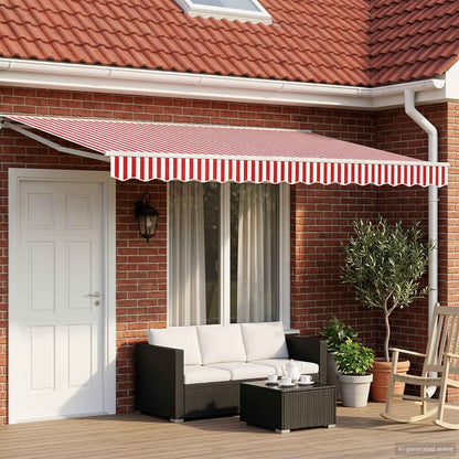 Manual Awning Frame with LEDs Red and White 4 x 3.5 m