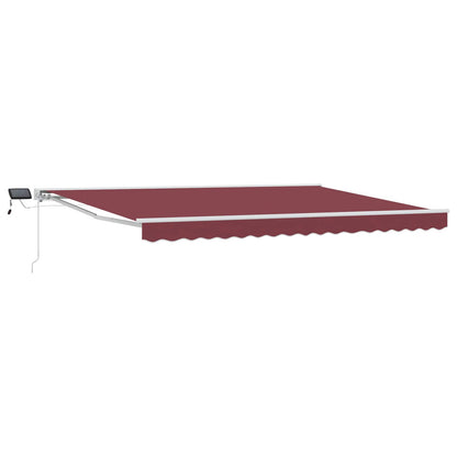 Manual Awning Frame with LEDs Burgundy and White 4.5 x 3 m
