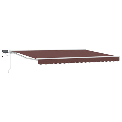 Manual Awning Frame with LEDs Brown and White 4.5 x 3.5 m