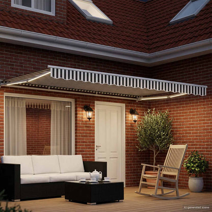 Manual Awning Frame with LEDs Anthracite and White 4.5 x 3.5 m