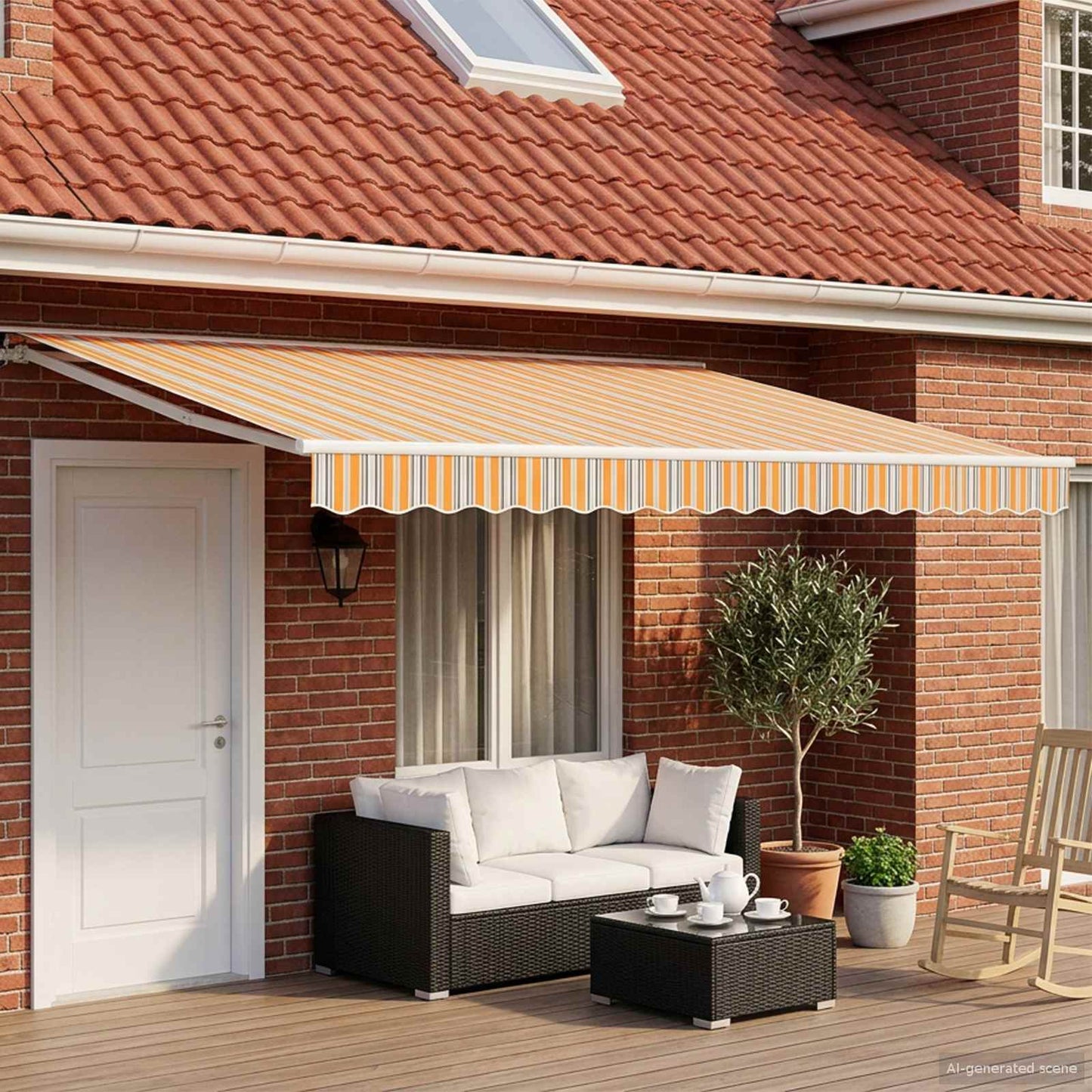 Manual Awning Frame with LEDs 4.5 x 3.5 m