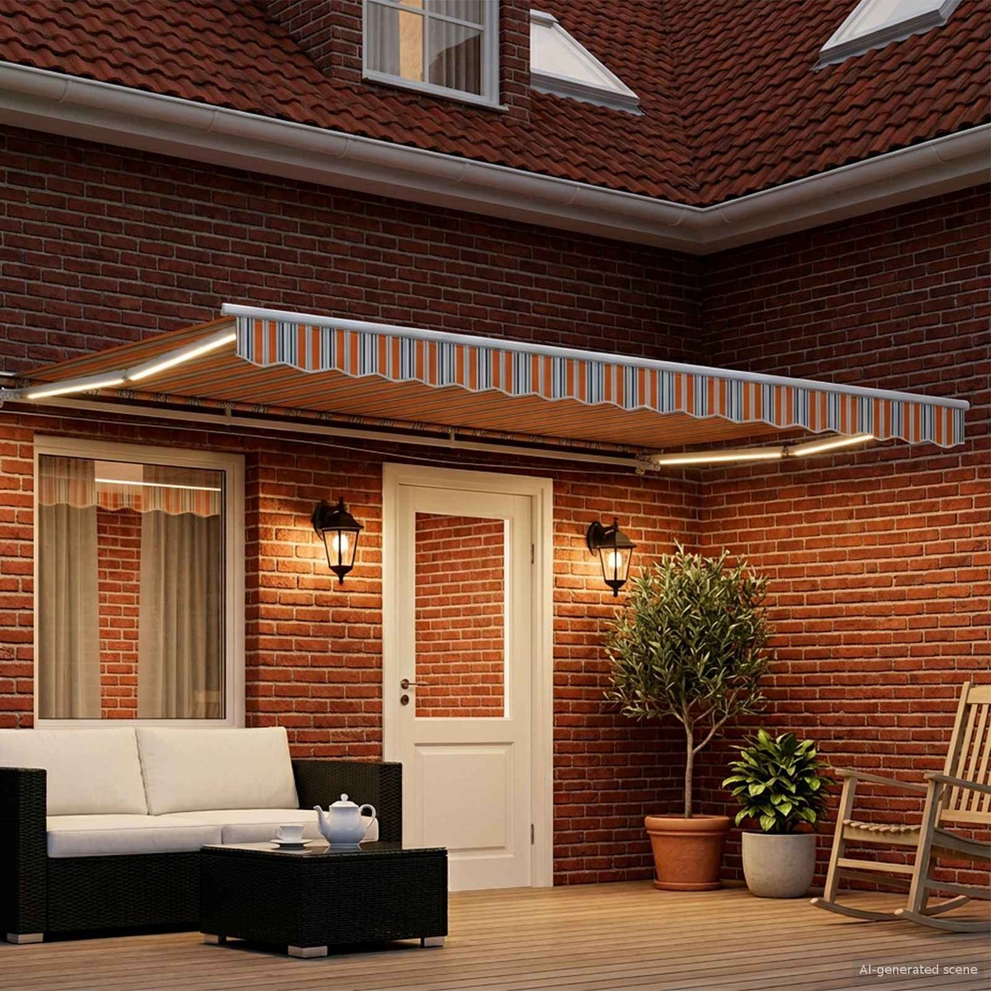 Manual Awning Frame with LEDs 4.5 x 3.5 m