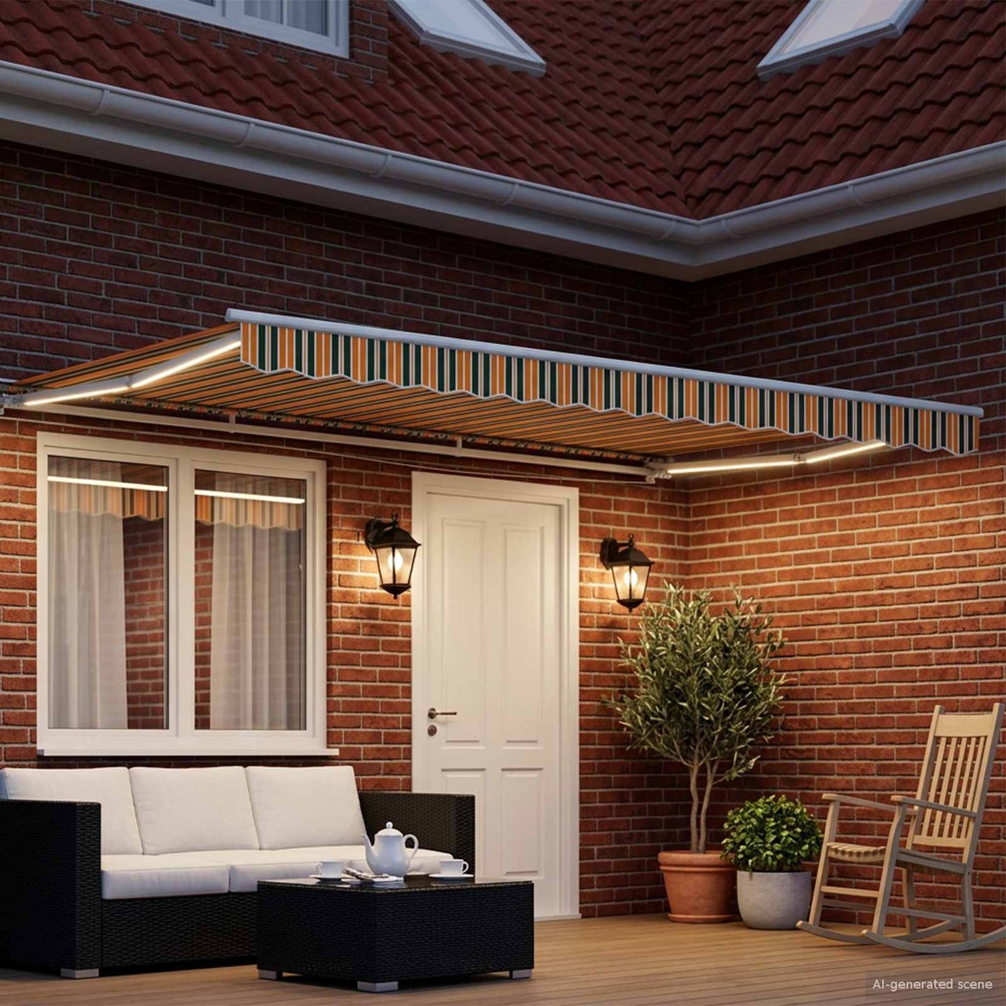 Manual Awning Frame with LEDs 4.5 x 3.5 m