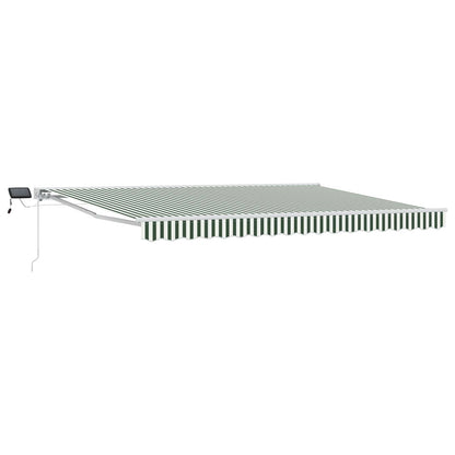 Manual Awning Frame with LEDs Green and White 4.5 x 3.5 m