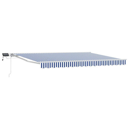 Manual Awning Frame with LEDs Blue and White 5 x 3 m