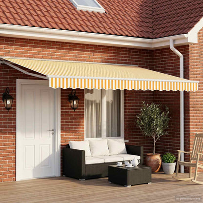 Manual Awning Frame with LEDs Yellow and White 5 x 3 m