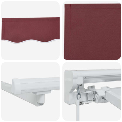 Manual Awning Frame with LEDs Burgundy and White 5 x 3 m