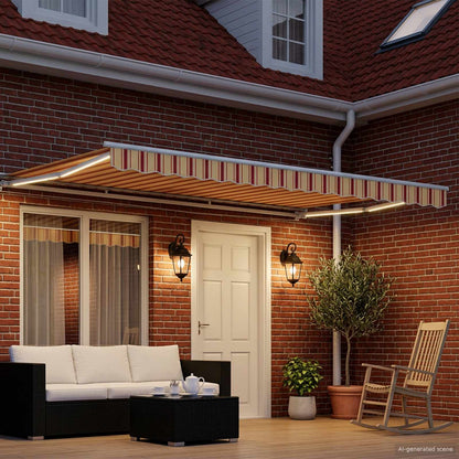 Manual Awning Frame with LEDs Yellow, Orange and White 5 x 3 m