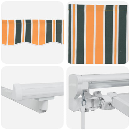 Manual Awning Frame with LEDs Green, Yellow and White 5 x 3 m