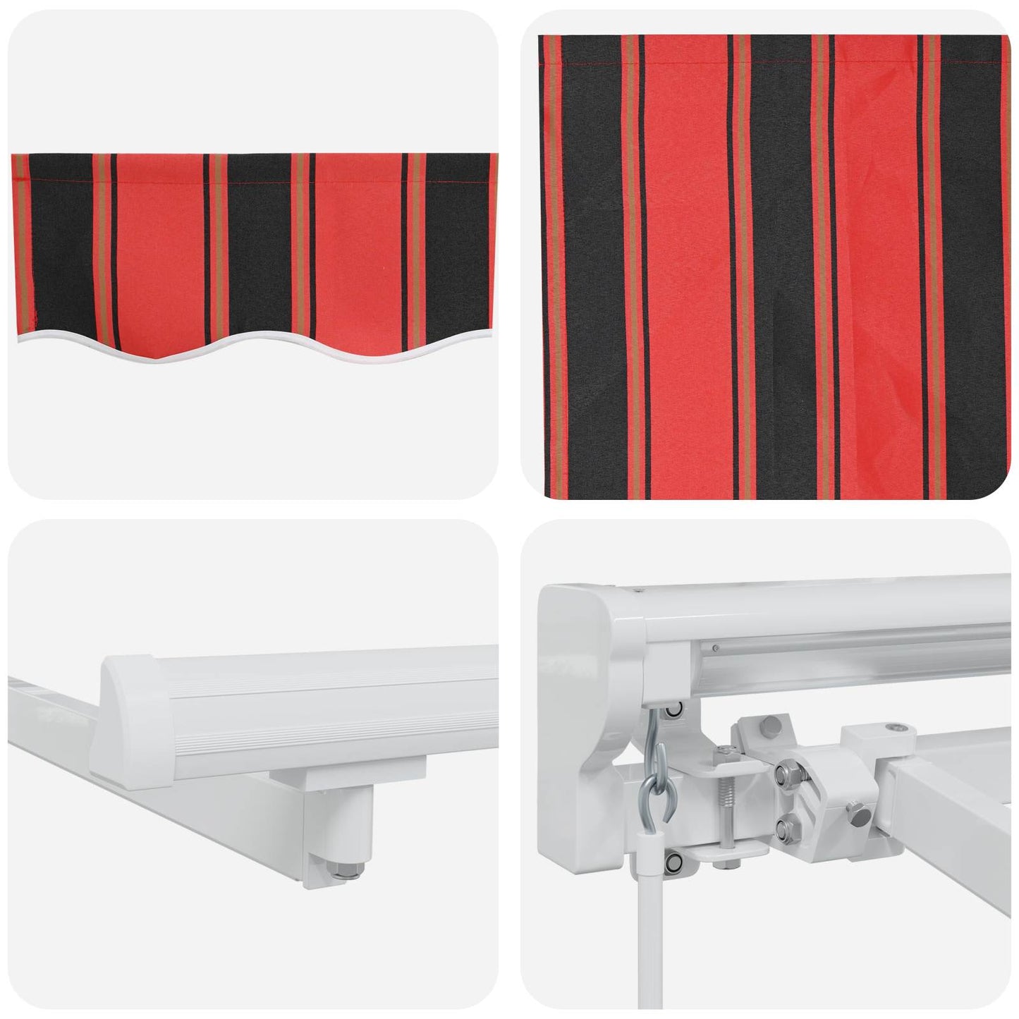 Manual Awning Frame with LEDs Orange, Black and White 5 x 3.5 m