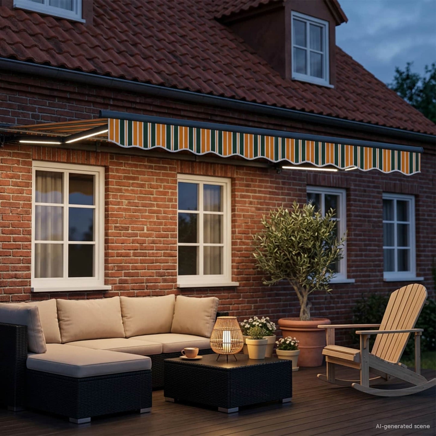 Manual Awning Frame with LEDs 2.5 x 2 m