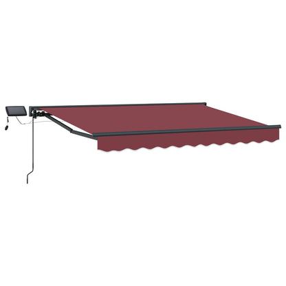 Manual Awning Frame with LEDs Burgundy and Anthracite 3.5 x 2 m