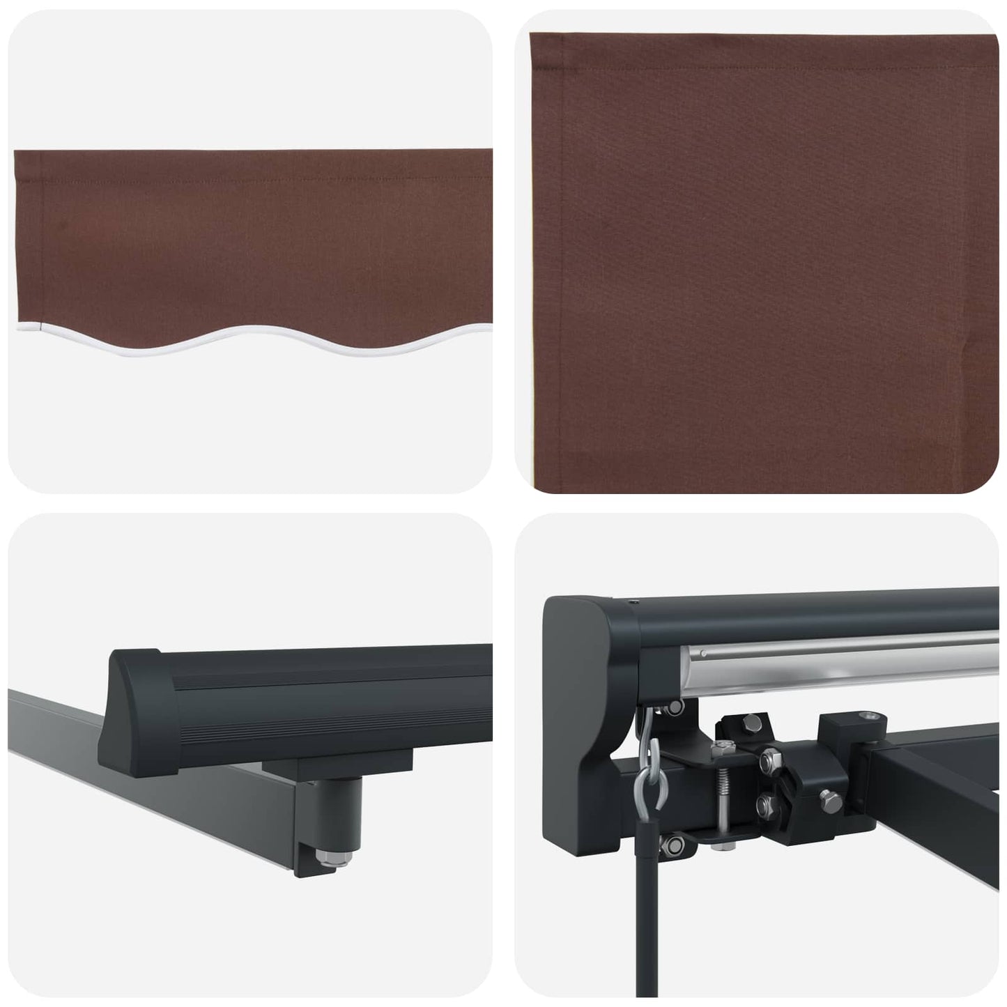 Manual Awning Frame with LEDs Brown and Anthracite 3.5 x 2 m