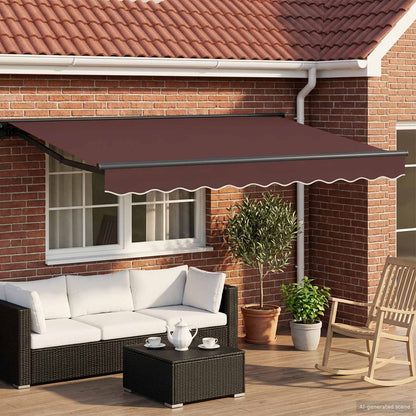 Manual Awning Frame with LEDs Brown and Anthracite 3.5 x 2 m