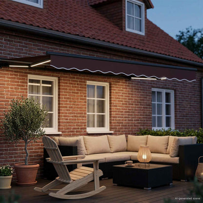 Manual Awning Frame with LEDs Brown and Anthracite 3.5 x 2 m