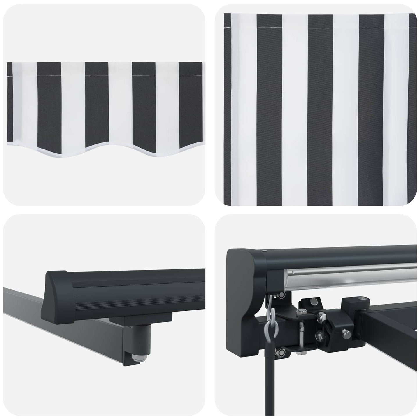 Manual Awning Frame with LEDs Anthracite and White 4 x 2 m