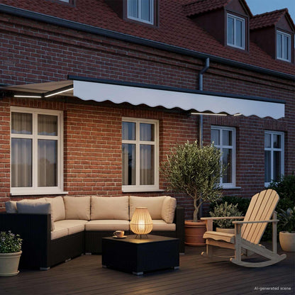 Manual Awning Frame with LEDs White and Anthracite 3 x 2.5 m