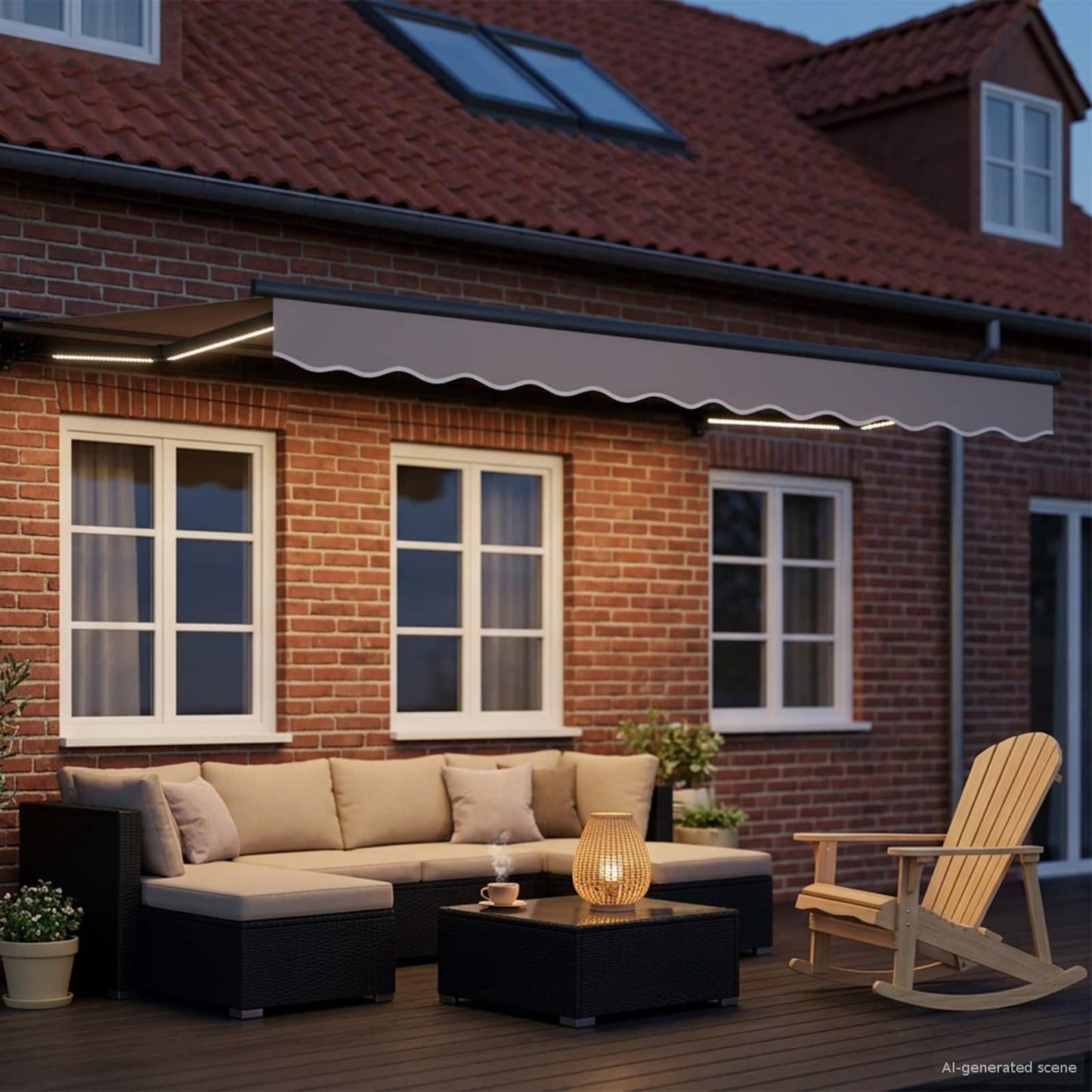 Manual Awning Frame with LEDs 3 x 2.5 m