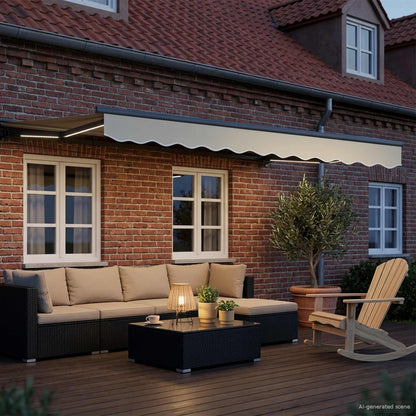 Manual Awning Frame with LEDs Cream and Anthracite 3.5 x 2.5 m