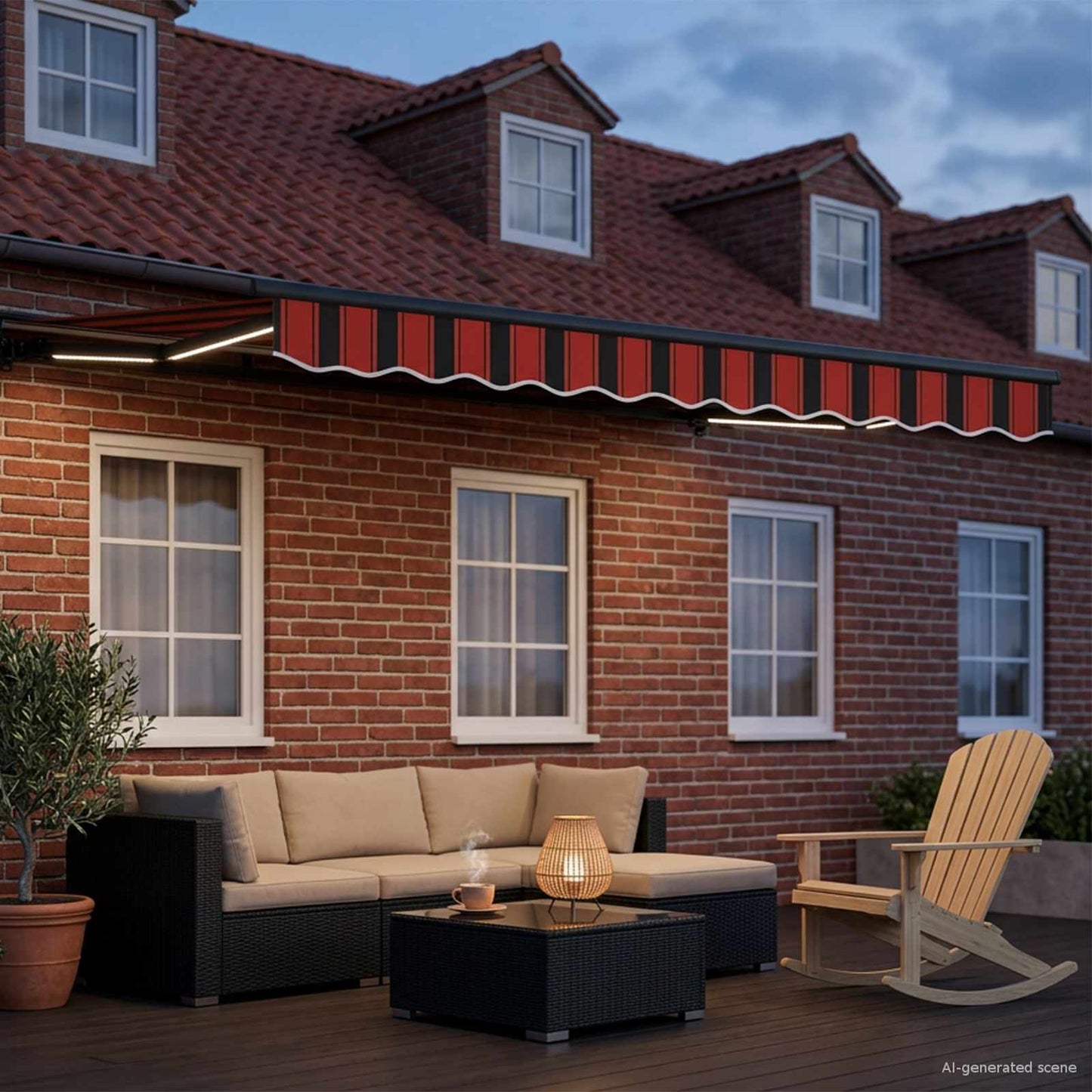 Manual Awning Frame with LEDs 3.5 x 2.5 m