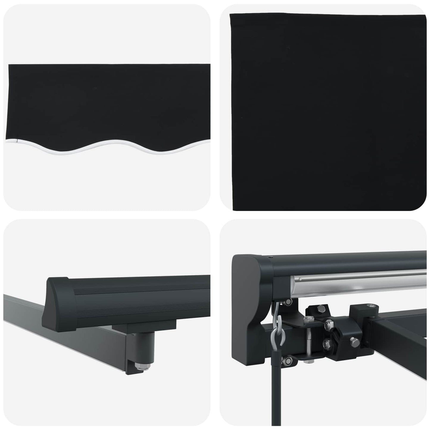 Manual Awning Frame with LEDs Black and Anthracite 3.5 x 2.5 m
