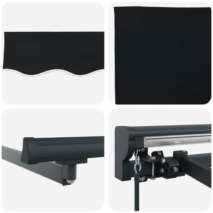 Manual Awning Frame with LEDs Black and Anthracite 3.5 x 2.5 m