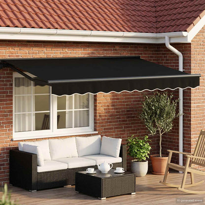 Manual Awning Frame with LEDs Black and Anthracite 3.5 x 2.5 m