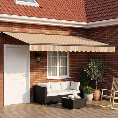 Manual Awning Frame with LEDs 4 x 3 m Polyester with PU coating