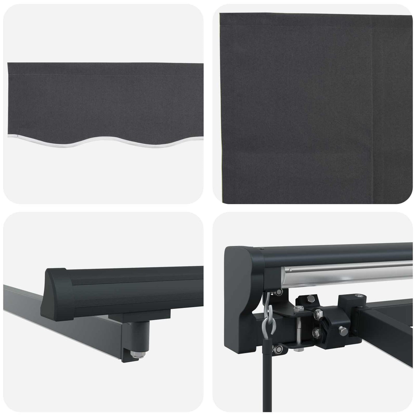Manual Awning Frame with LEDs Anthracite 4 x 3.5 m