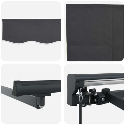 Manual Awning Frame with LEDs Anthracite 4 x 3.5 m