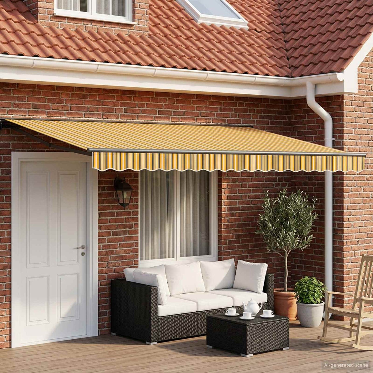 Manual Awning Frame with LEDs 4 x 3.5 m